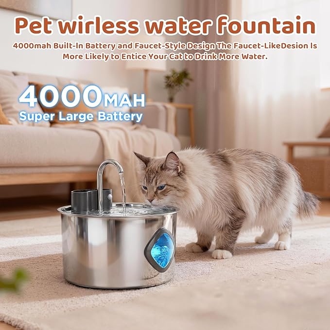 Pet Water Fountain Pump Replacement - Quiet Operation, High Efficiency - Compatible with 2.2L/3L/3.2L/3.5L Stainless Steel Cat & Dog Water Fountains