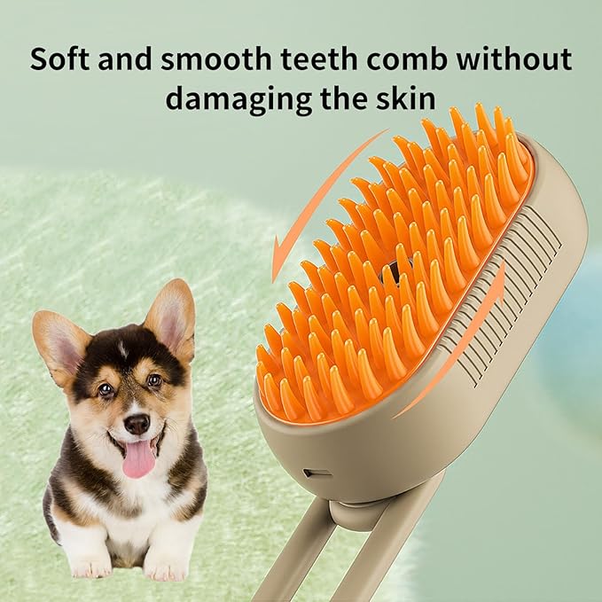 2 Pcs Pet Spray Massage Brush, Cat Hair Steam Brush for Shedding,Cleaning Pet Brush for Massage and Bathing with One Click Spray,Silicone Grooming Spray Comb with 360° Rotating Arm