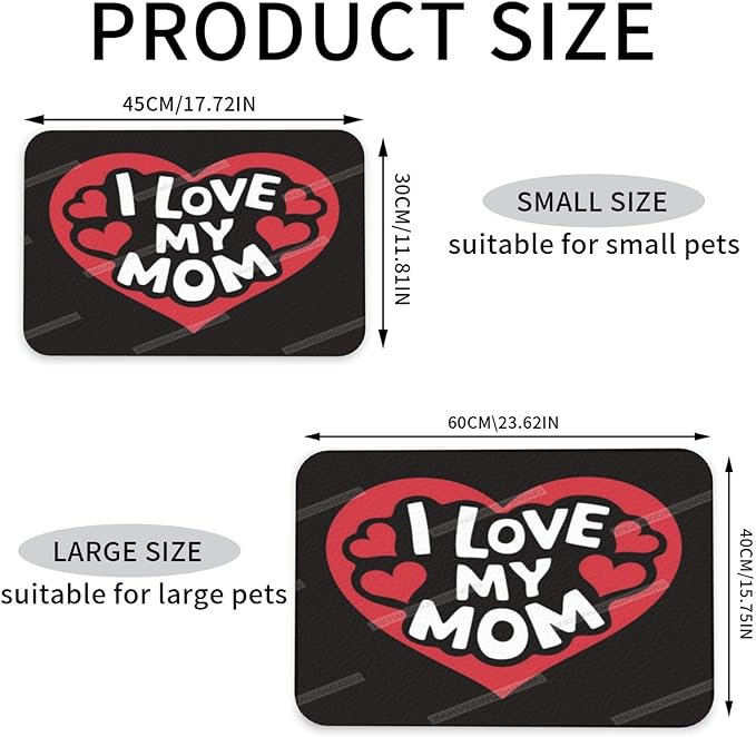 Pet Feeding Mat Happy Mother's Day Floral Gift for Mom Ij Dog Food Mat for Food Water No Stains Quick Dry Dispenser Cat Bowl Mats Messy Drinkers 18X12In