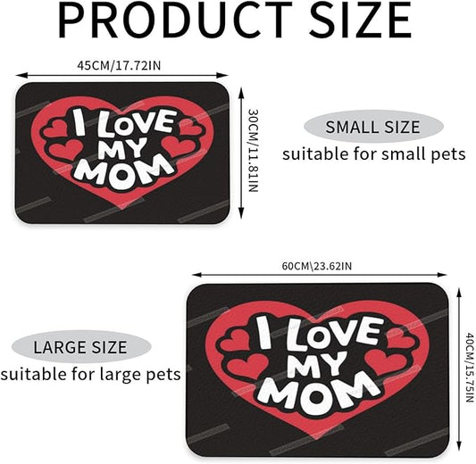 Pet Feeding Mat Happy Mother's Day Floral Gift for Mom Ij Dog Food Mat for Food Water No Stains Quick Dry Dispenser Cat Bowl Mats Messy Drinkers 18X12In