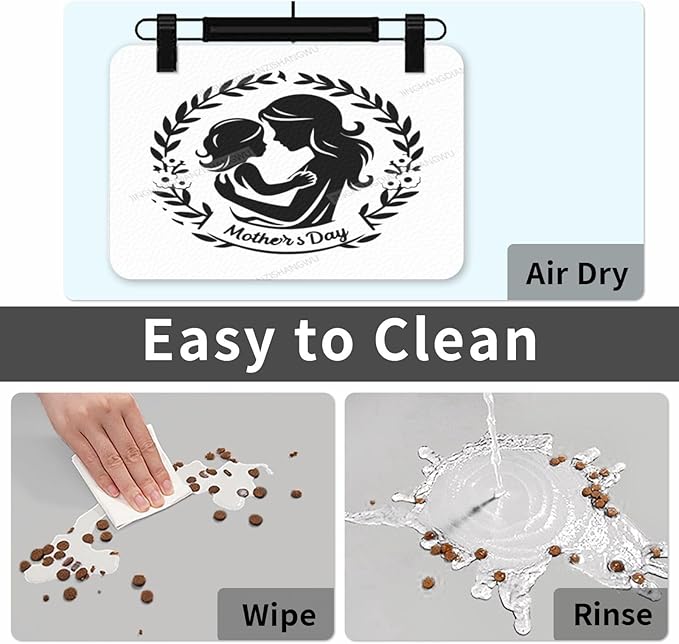 Dog Food Mat Dog Mat for Food and Water 24x16In Happy Mother's Day Floral Gift Mom Bn No Stains Cat Pet Feeding Mats Water Bowl for Messy Drinkers