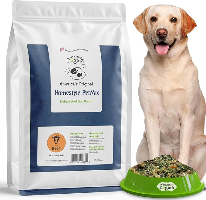 Healthy Dogma - Homestyle PetMix Dehydrated Dog Food with Beef & Raw, Clean Ingredient - No Preservatives, Homemade Dog Food (Homestyle PetMix with Beef, 10 lbs)