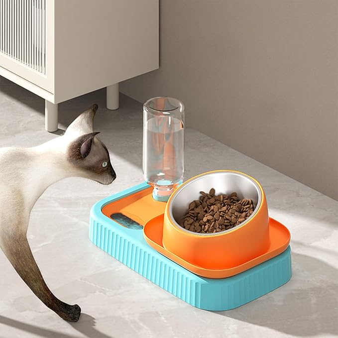 3 in 1 Dog Cat Bowls, Easy to Clean Slow Feeder Bowls, Stainless Steel Food Bowl, Portable Water Dispenser, Multifunctional Pet Feeding Supplies for Indoor Daily Use