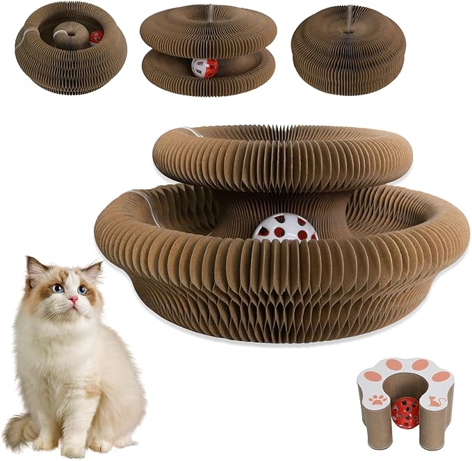 Kitty Cat Toys, 1 PC Magic Organ Kurlz Cat Scratching Board, Modern Indoor Interactive Reversible Toys Scratcher Cardboard Kitten Pads