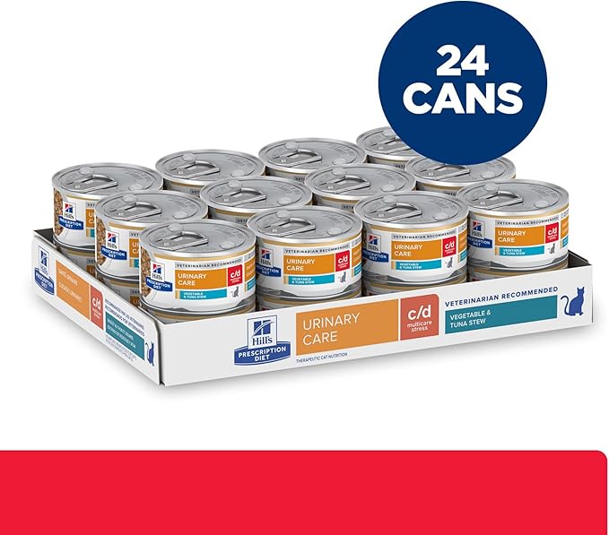 Hill's Prescription Diet c/d Multicare Stress Wet Cat Food, Vegetable & Tuna Stew, 2.9 oz. Cans, 24-Pack