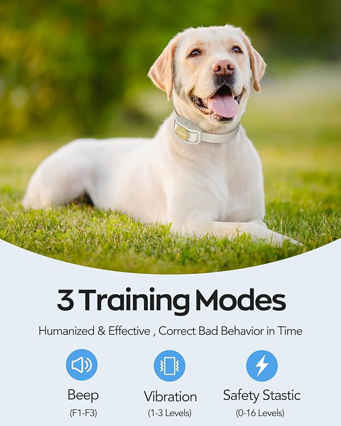 Delupet Dog Shock Collar - 4200FT Remote Control with 3 Training Modes - Beep, Vibration, Safe Shock, IPX8 Waterproof Rechargeable Electric Collars for Small Medium Large Dogs (Beige)