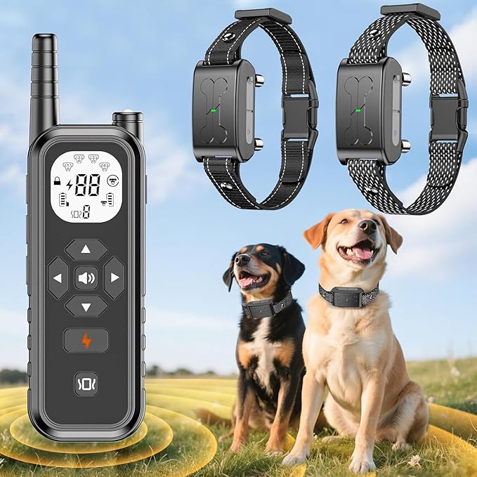 Wireless Dog Fence, Electric Fence for Dogs,Training Collar with Remote Control 3800FT Range, Portable Dog Perimeter Collar with 3 Training Mode Flash Light & Waterproof 2Pack