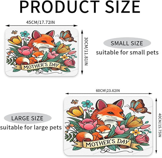 Dog Food Mats for Floors Happy Mother's Day Floral Gift for Mom Iu Absorbent Pet Cat Food Mat Quick Dry Dog Bowl Mats Water Pet Supplies 24x16In