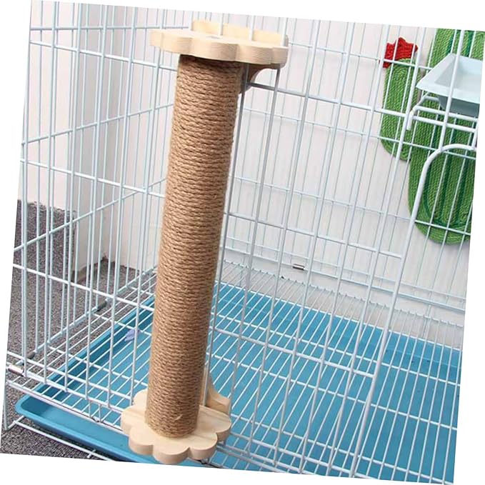 Toyvian Cat Scratching Post and Reusable Wear-Resistant Sisal Pole with Solid Wood Core 40cm for Cat Cage Accessory Indoor Kitten Self-Grooming Furniture