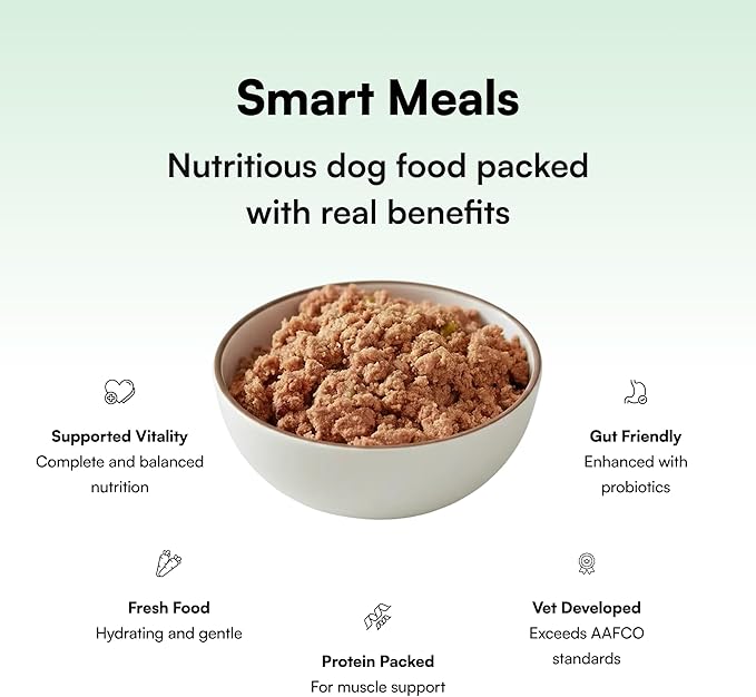Pawco Fresh Dog Food – Supports Energy, Digestion & Overall Health – Peanut Butter & Apple Recipe with Sweet Potato, Flaxseed, Omega-3 & Probiotics – GreenBites – Pack of 6 x 17oz