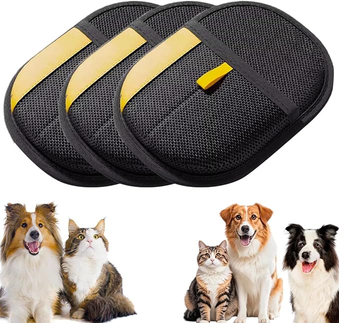 2025 Upgrade Pet Hair Removal Gloves, Electrostatic Gloves Pet Hair Reusable Cat Dog Grooming Glove, Electrostatic Remover Mitt for Dogs, Cats & Horses with Long and Short Hair Fur (3 Pack)