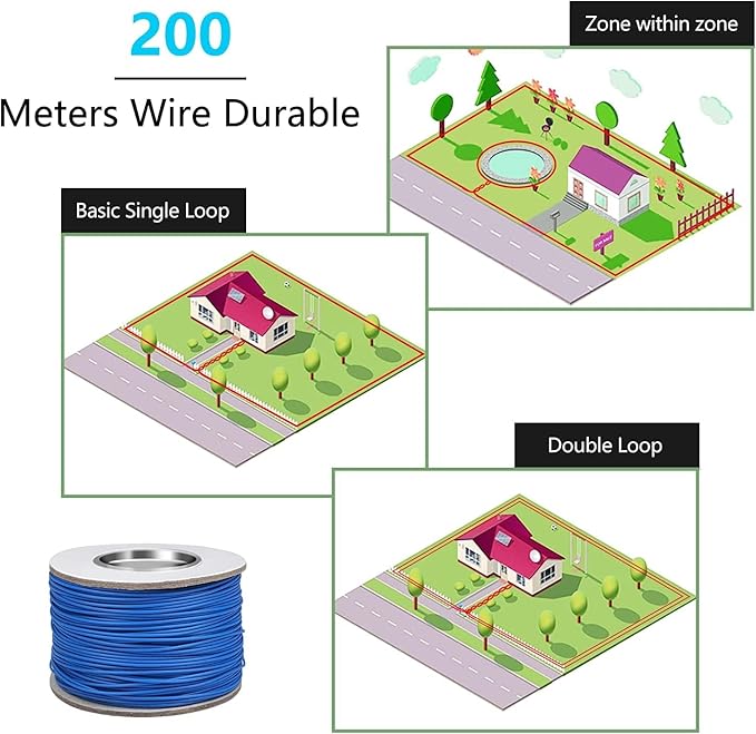 PcEoTllar Electric Fence for Dogs, Electric Dog Fence System, 2 Water Resistant Collar Receiver, with 656Ft Underground/Aboveground Boundary Wire, for Small Medium Large Dogs
