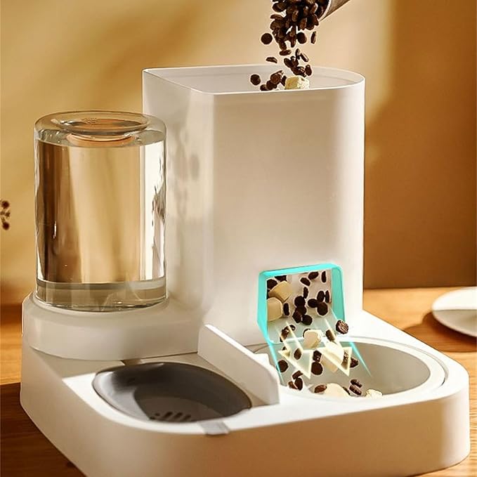 Cats Feeders and Water Dispenser 2 in 1 Pet Automatic Water Dispenser Pet Food Storage for Small Dog Puppy Cats