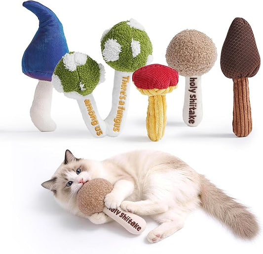 Cat Toys for Indoor Cats, Catnip and Silvervine Chew Toys with Different Textures, Funny Slang Printed Kitten Toys for Teething, Cat Toys for Bored Indoor Adult Cats, Value Multi-Pack