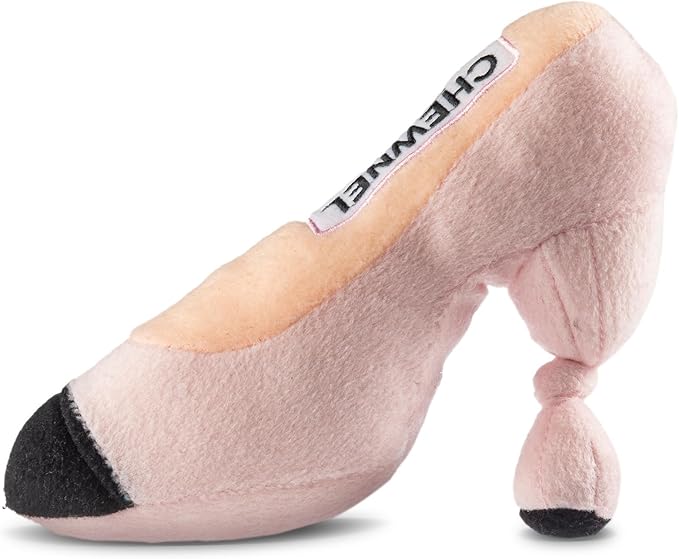 Dog Diggin Designs Chewnel “Tie Me in Knots” Shoe Plush Dog Toy | Luxury-Inspired Parody Designer Heel with Squeaker, Soft Plush Fashion Dog Toy – High Heel Essentials