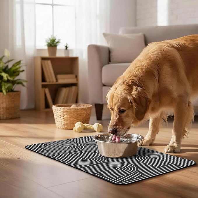 Dog Food Mat, Absorbent Waterproof Non-Slip Pet Cat Bowl Feeding Mat for Food & Water Pet Supplies 16 * 24"