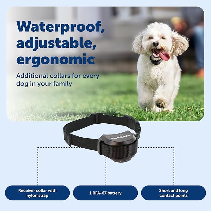 PetSafe Stay & Play Wireless Fence Replaceable Battery Receiver Collar - Waterproof & Battery-Operated Adjustable Static Correction Collar - for Dogs 5lb+