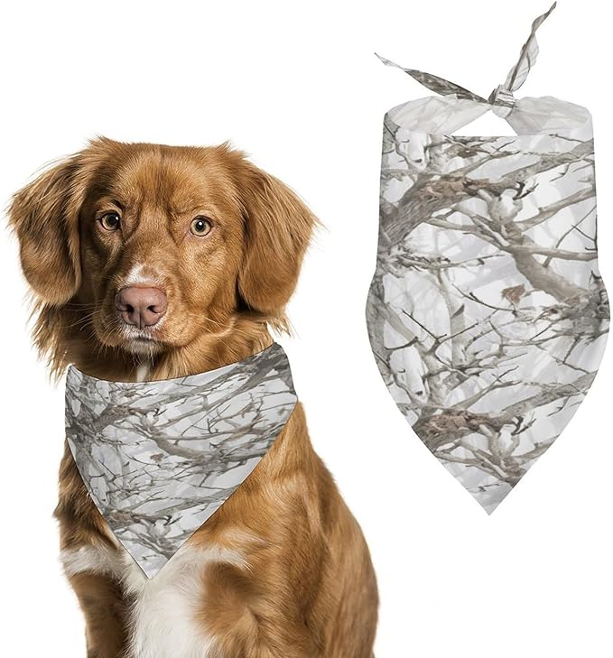 Dog Bandana Spring Pet Scarf Adjustable Triangle White Tree Camo Printing Dog Bib Washable Polyester Puppy Bandana for Small Medium Large Dogs Cat Birthday Party Supplies