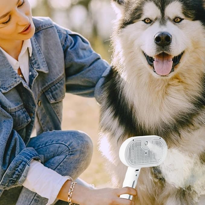 Dog Brush - 11.5x7x20cm Cat Steam Brush | USB Rechargeable Cat Steaming Brushes | Spritz Defur Comb | Self Cleaning Gentle Massage Spray Cleaning For Small Medium Animals With Release Button