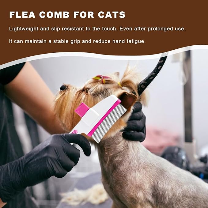Cat Hair Brush for Dogs and Cats, Dog Grooming Supplies with Easy Release Button, Puppy Flea Cleaning Comb for Bathing Long and Short Hair Pets, Indoor Outdoor Removal, Soft Gentle Grooming Tool