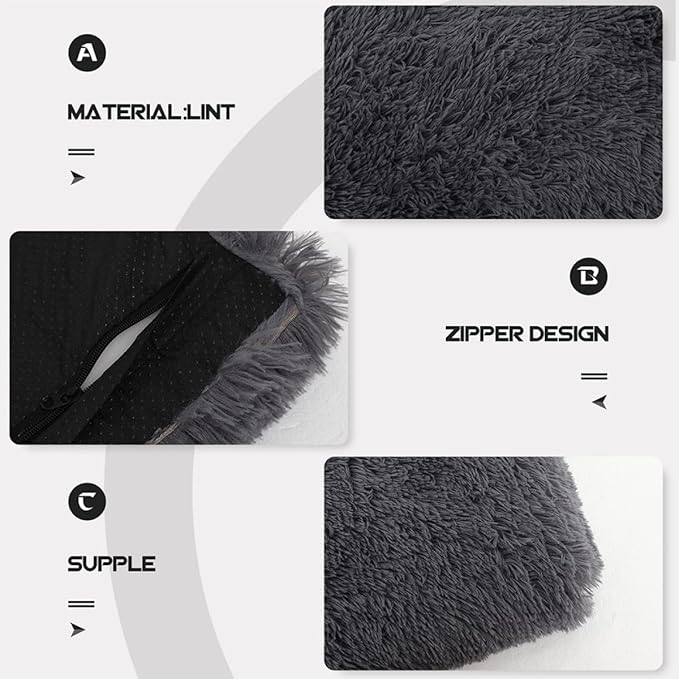Plush Dog Bed Mat with Deep Sleep Cushion, Washable Pet Sofa Mat for Dogs and Cats, Medium 50x40x5cm, Dark Gray Comfortable Nest Pad for Puppy and Pet Supplies