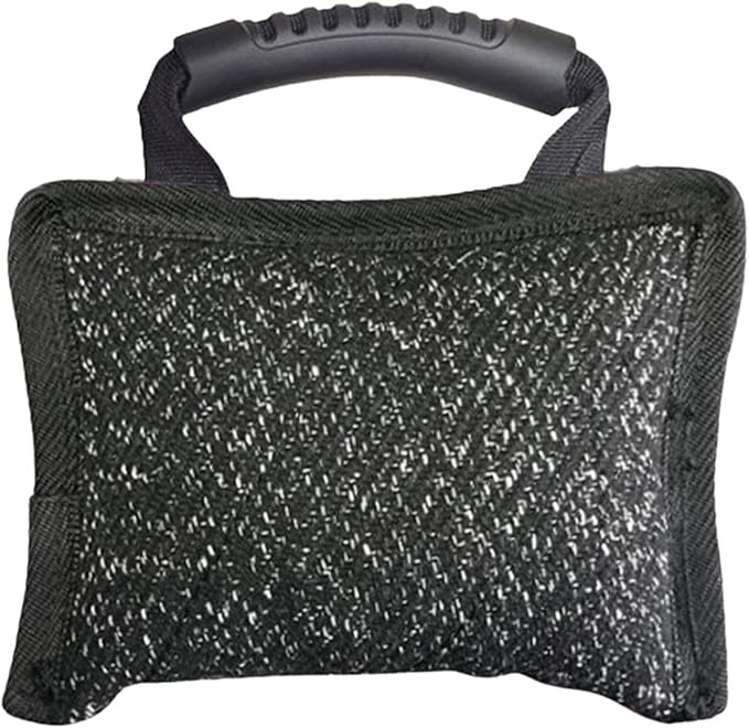 Baoblaze Dog Bite Pillow Tough Tug Toy Practical Portable Outdoor Pet Supplies for Small and Medium Sized Dogs Biting Pad with Handle, Black