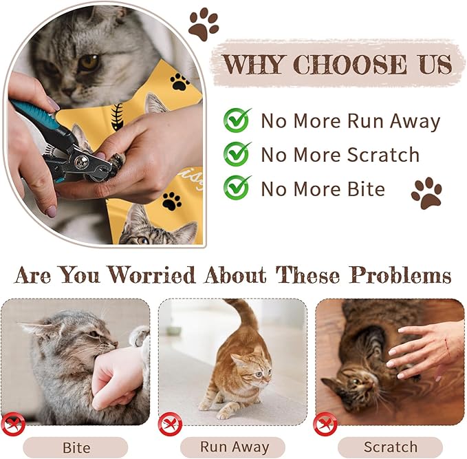 Personalized Cat Grooming Wrap for Nail Trimming, Custom Cat Swaddle with Name Photo, Self-Adhesive Cat Restraint Wrap for Teeth Brushing, Ear Cleaning, Vet Visits, Cat Lover Gift