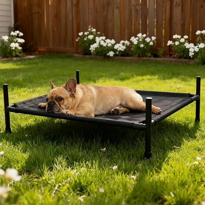 Outdoor Dog House for Small Large Dogs, Waterproof & Snowproof 600D Oxford Dog House with Elevated Dogs Bed, Pet Canopy Tent for Doggie, Cats, Small Animals, Grey