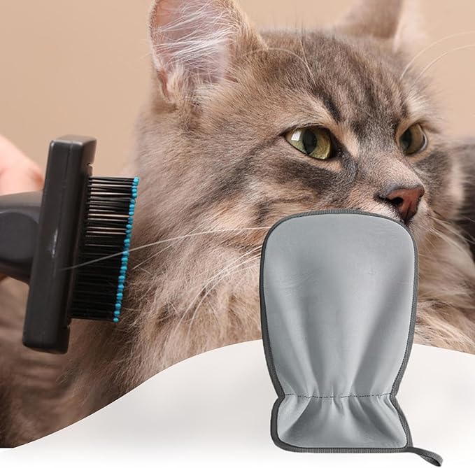 Pet Hair Removal Glove Cat Hair Remover Reusable Efficient Grooming Glove for Sofa Couch Clothing Carpet Bunny 9.45 x 6.30 Inch- Gray