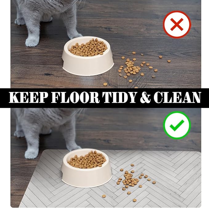 Dog Food Mats for Floors Absorbent, Pet Cat Food Mat - Quick Dry Dog Bowl Mats for Food and Water, Boho Pet Supplies 12" x 20"