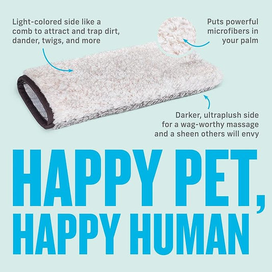 E-Cloth Pet Grooming & Massage Mitt, 1 Count (Pack of 1), Gray