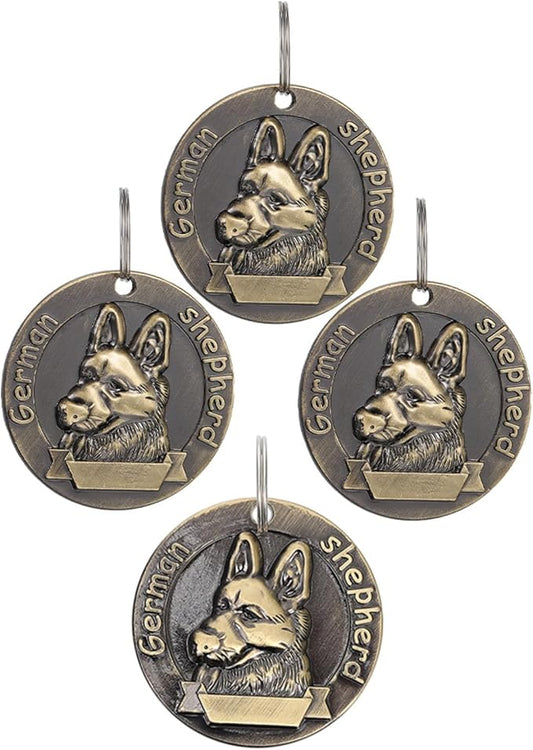 ibasenice 4pcs German Shepherd Id Tags Dog Charms Vintage Bronze Dog Collar Pendants Pet Supplies Sturdy Hanging Charms for Collars