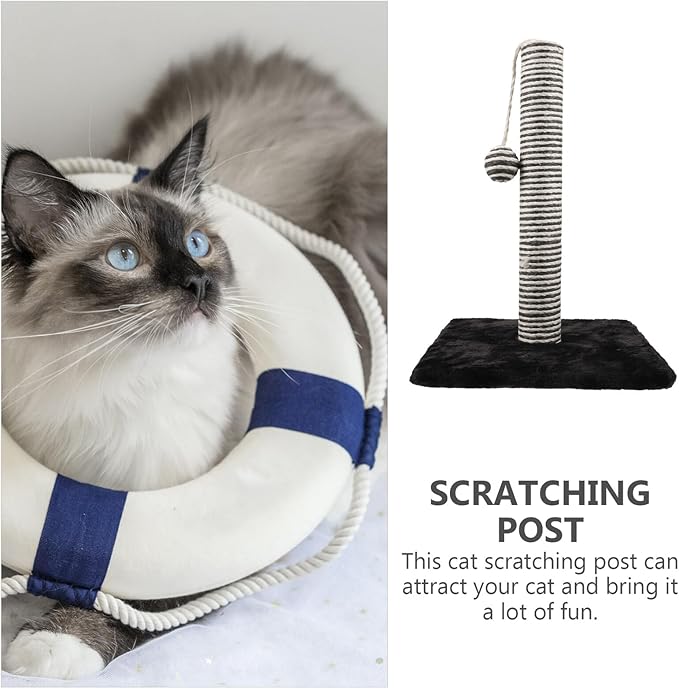 Alipis Cat Scratching Post with Sisal Rope Sturdy Scratcher Pole Hanging Ball Indoor Cat Activity Center