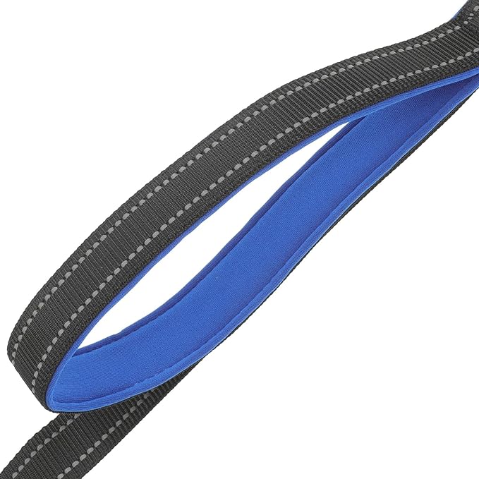 Dog Leash Rope Double-Layer Nylon Reflective Pulling Training Leash Thickened Medium Large Dogs Outdoor Walking Pet Supplies Black Blue