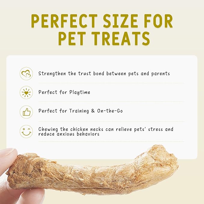 Freeze Dried Chicken Necks Dogs & Cats Treats 100g, Single Ingredient, Premium Quality High Protein Training Treats, Grain Free, Gluten Free, Filler Free, Supports Bone, Teeth & Joint Strength