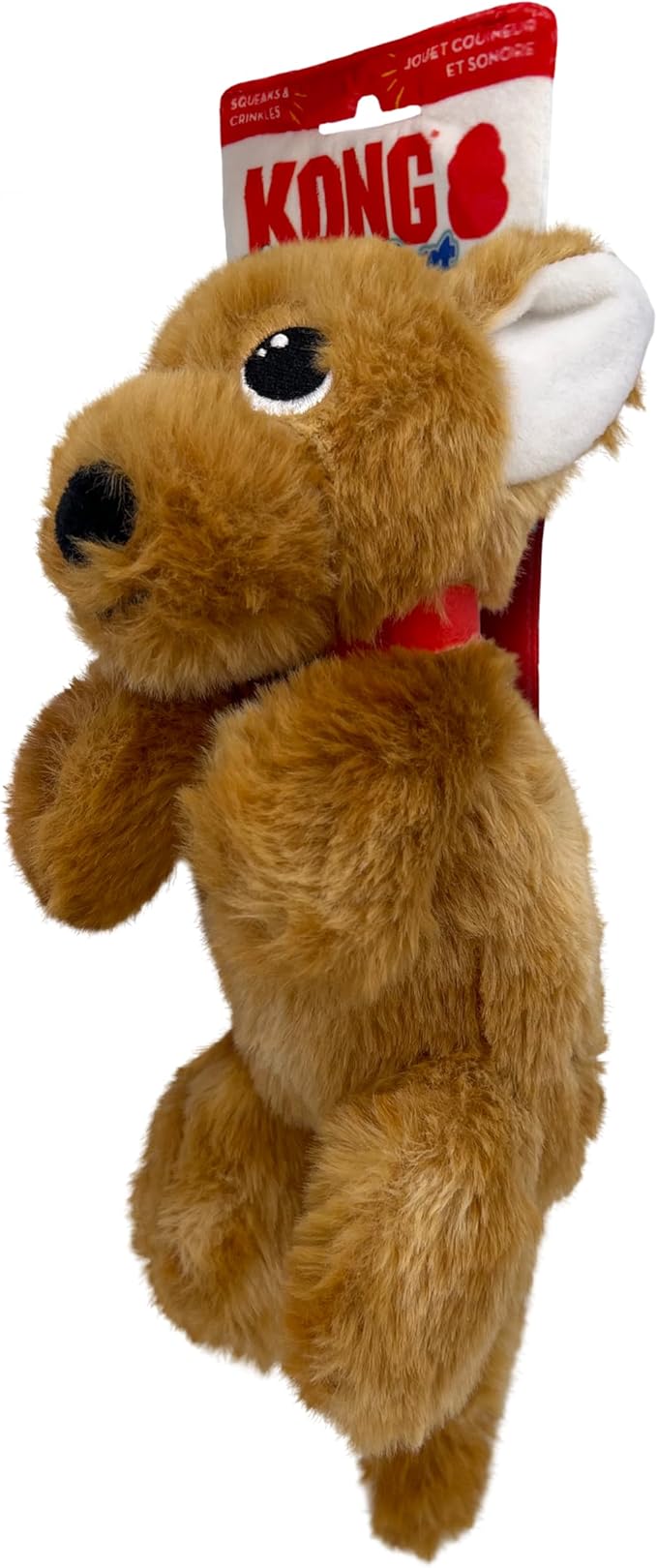 KONG Comfort Pups Low Stuffing Plush Fur and Crinkly Noise with Squeaker (Small, Peanut)