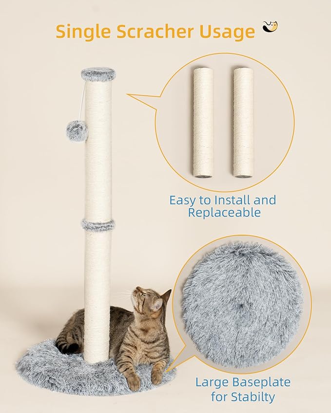 3-in-1 Cat Toys, 34'' Tall Cat Scratching Post with Donut Tunnel, Fluffy Plush Peekaboo Cave for Indoor Pets Such as Kittens, Puppies, Rabbits, and Ferrets