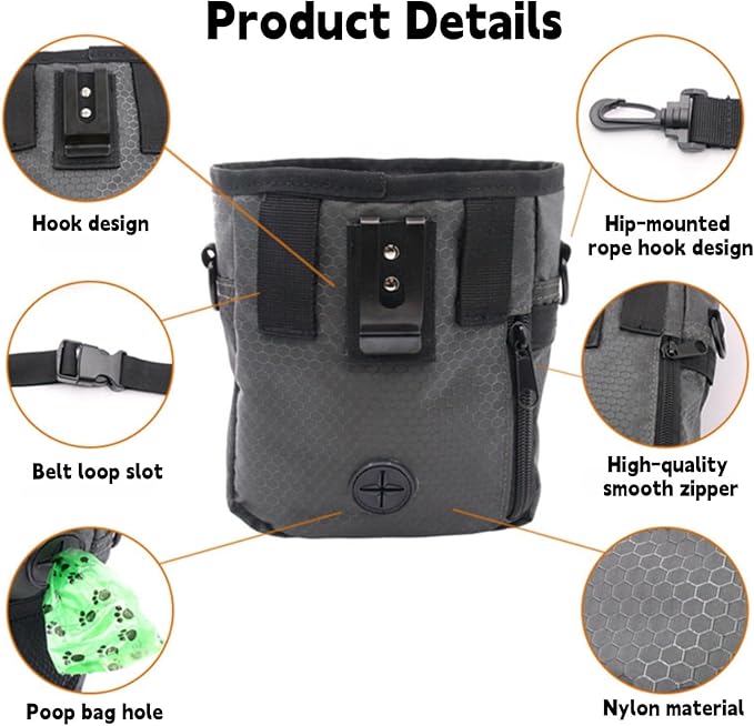 Dog Treat Pouch with Water Bottle Bag, Treat Pouches for Pet Training, Large Dog Training Treat Pouch Built-in Poop Bag Dispenser Suitable for Climbing Hiking Dog Walking