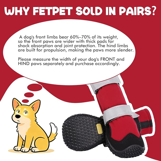 Dog Boots with Fleece Lining, Waterproof Dog Shoes for Medium and Large Dogs - Reflective, Non Slip, 2PCS Outdoor Snow Dogs Boots & Paw Protectors for Winter