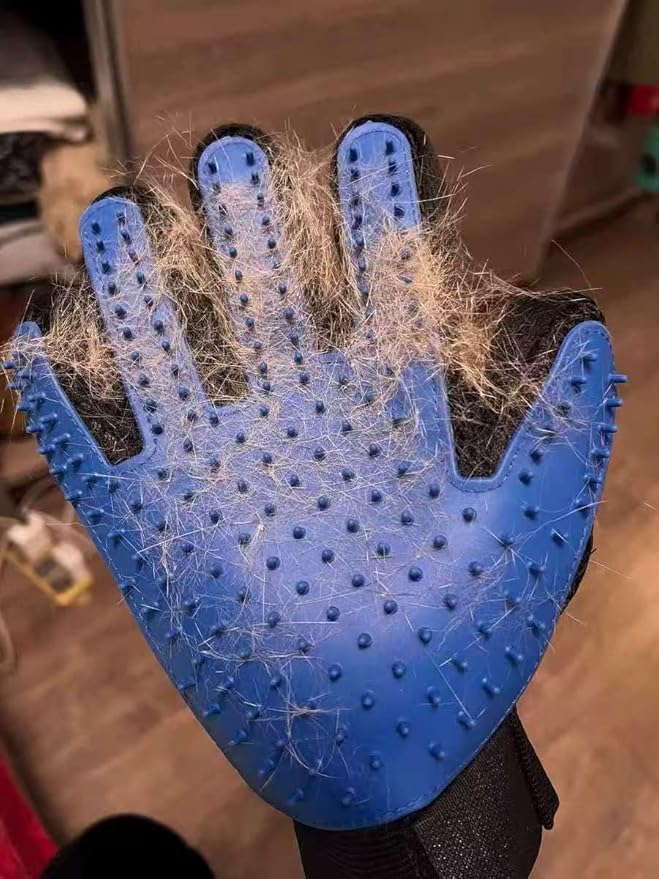 Pet Grooming Glove for Dogs & Cats, Enhanced Deshedding Brush Glove with 260 Silicone Tips, Gentle Hair Remover for Long Short Curly Fur, Left Hand