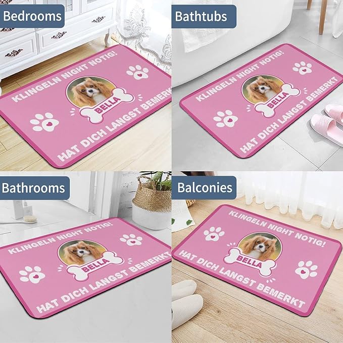 Generic Personalized Pink Welcome Doormat, Custom Funnychore Cat, Dog & Pet Mat - Kitchen, Bathroom, Picnic, Camping, Onesize - Style-4