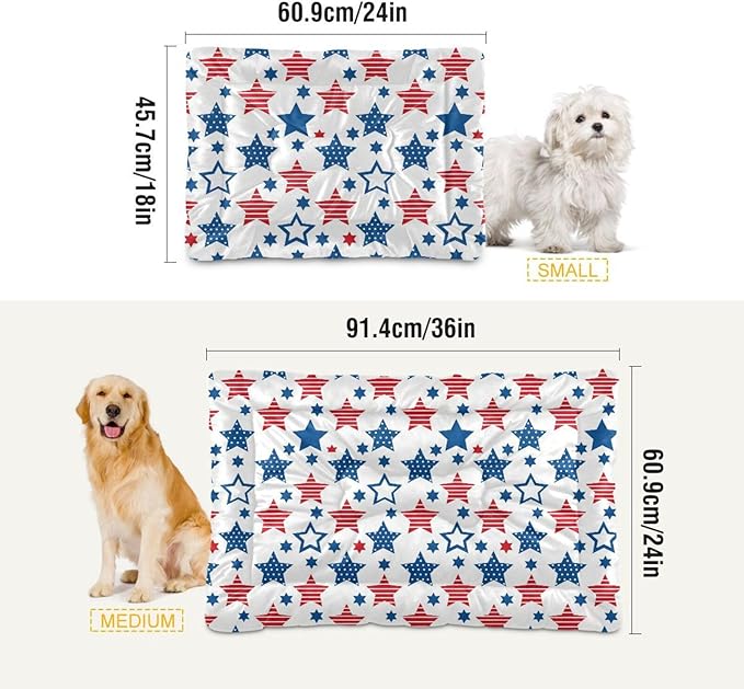 Dog Bed for Crate Washable Pet Sleep Pad, Stars Print Kennel Mat with Non-Slip Bottom, Soft Fluffy Supplies Pet for Dogs and Cats (36x24 inch)