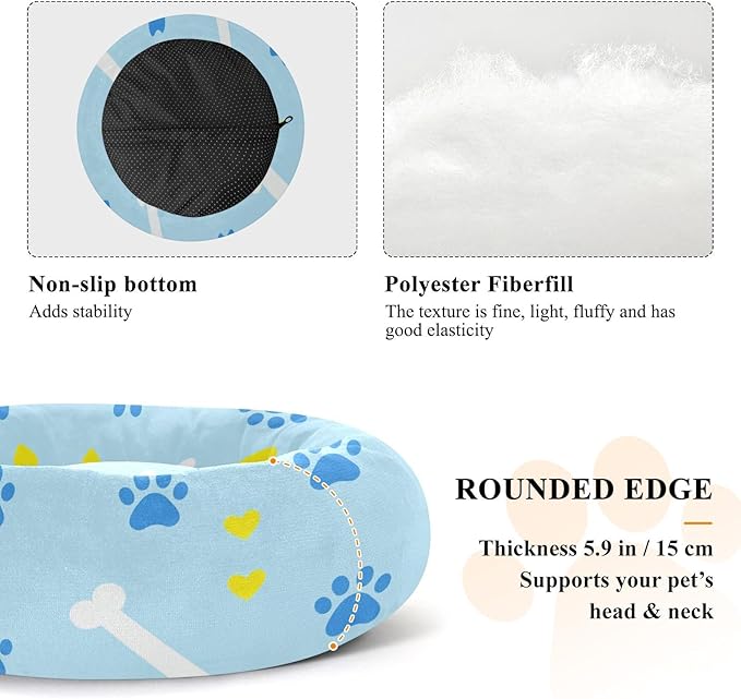 Pet Cat Bed Removable & Washable fluffier Calming Bed for Small Size Pets Supplies Puppy Paw Heart