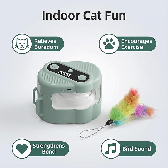 Interactive Cat Toys for Indoor Cats,Remote Control & Automatic Cat Treadmill for Indoor Cats with Sound & LED, Cat Teaser Wand & Exercise Chase Toys.