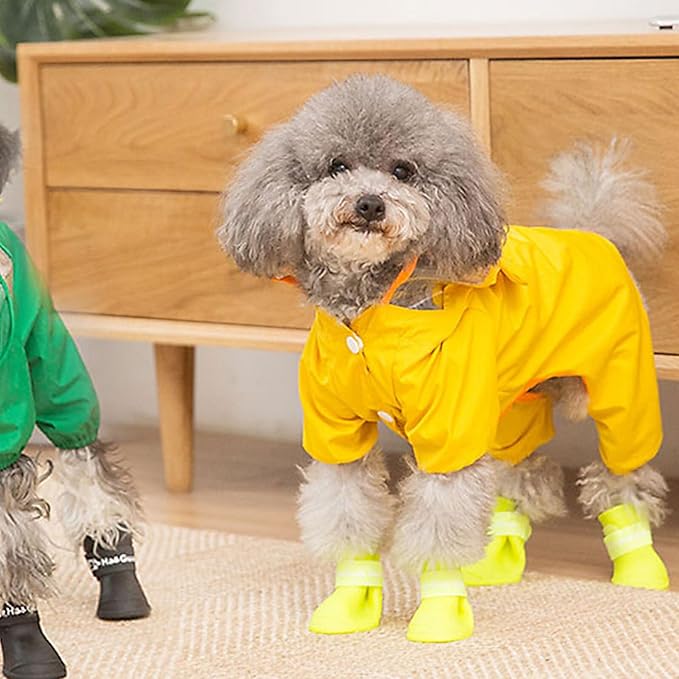 VOSAREA Waterproof Dog Rain Jacket Hooded Bee Pattern Lightweight Raincoat for Small to Medium Dogs XXL Yellow Rainwear for Rainy Weather Pet Supplies