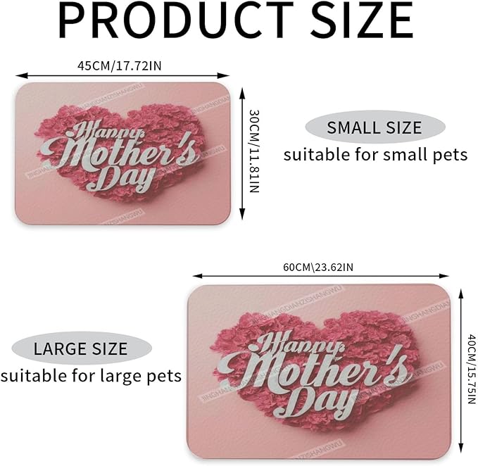 Pet Feeding Mat Absorbent Dog Mat for Food and Water Bowl Dog Accessories Happy Mother's Day Floral Gift for Mom Fd Pet Supplies Dogs Quick Dry Cat Water Dispenser Mats 18X12In