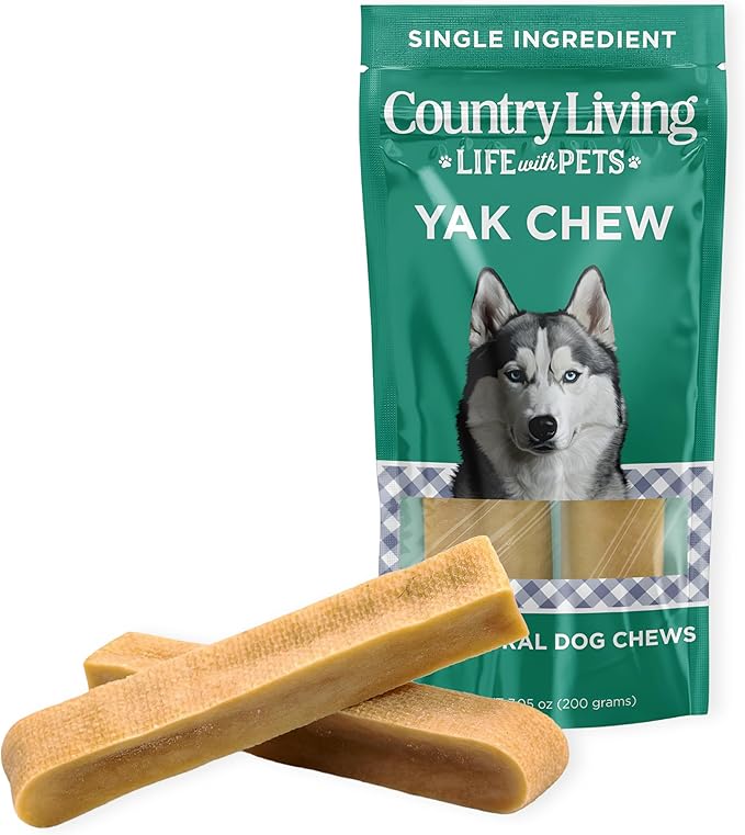 Country Living Natural Yak Cheese Chew Bars for Dogs – Large Size (2 per Bag) – Long-Lasting, High-Protein, Grain-Free Dog Chews – All-Natural, No Preservatives, Gluten-Free – Supports Dental Health