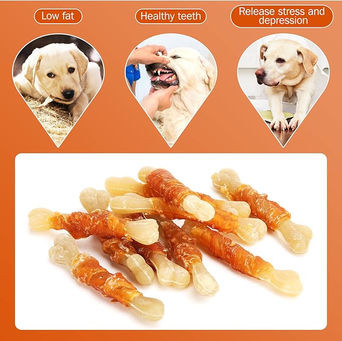 UrbanX HealthyBones Rawhide Free Healthy Foods for Cocker Spaniel and Other Med Sporting Dogs, Chicken Wrapped Bone Sticks Dog Foods, Soft Chewy Foods for Training Rewards, 28 Count