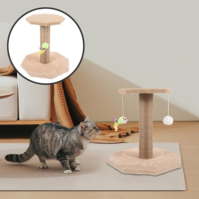 BESPORTBLE Cat Scratching Post and Climbing Tower with Sisal Scratcher Small Indoor Cat Tree with Hanging Sturdy Pet Activity Furniture for Kittens