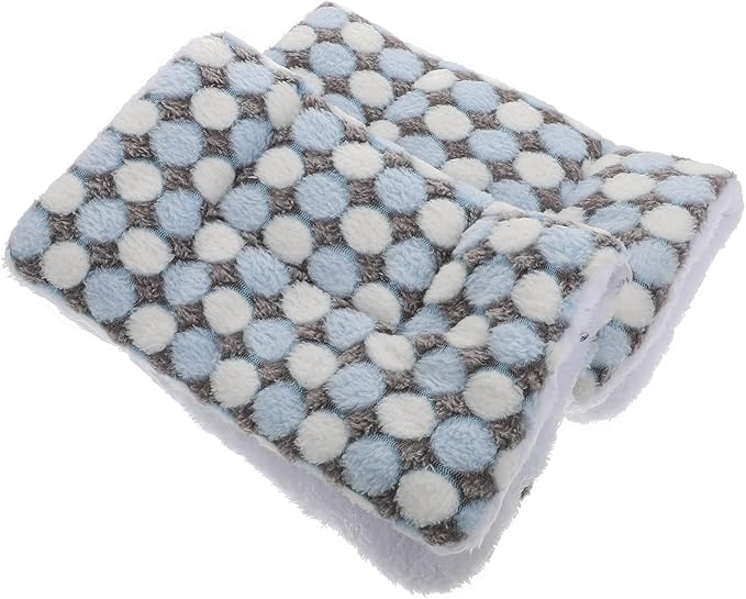 2pcs Blue Polka Dot Pet Sleeping Mats, Fluffy Dog Blanket and Comfortable Crate Mat, Warm Sofa Cushion Pad for Dogs and Cats, Indoor Winter Pet Bed Supplies